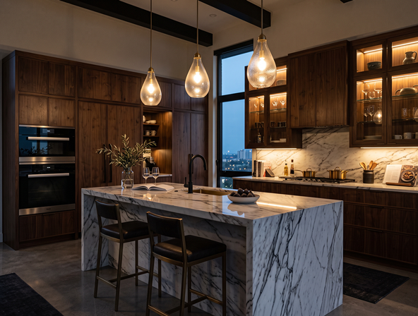 Pinecrest Rare Exotic Wood Veneer Kitchen