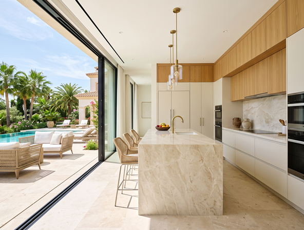 Sunny Isles Fluted Oak & Cashmere Lacquer Kitchen